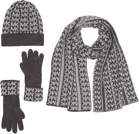 Michael Kors Women`s Monogramed Knit Scarf, Hat & Gloves 3 